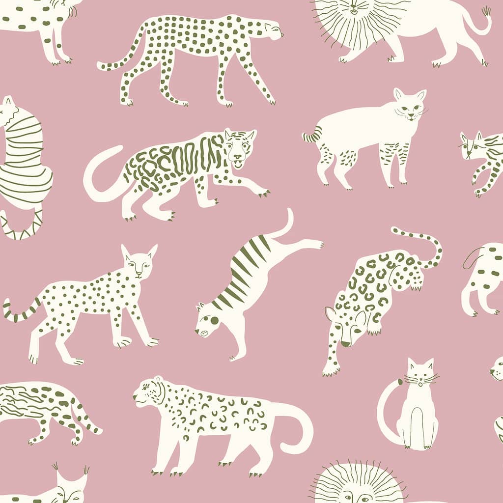 Leah Duncan Pink Kitty Kitty Peel & Stick Wallpaper