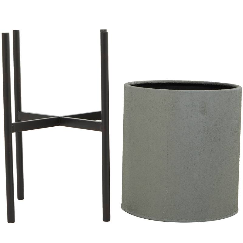 Light Grey or Dark Grey Iron Cylinder Modern Planter Set (Set of 2) - S/2 19", 23"H