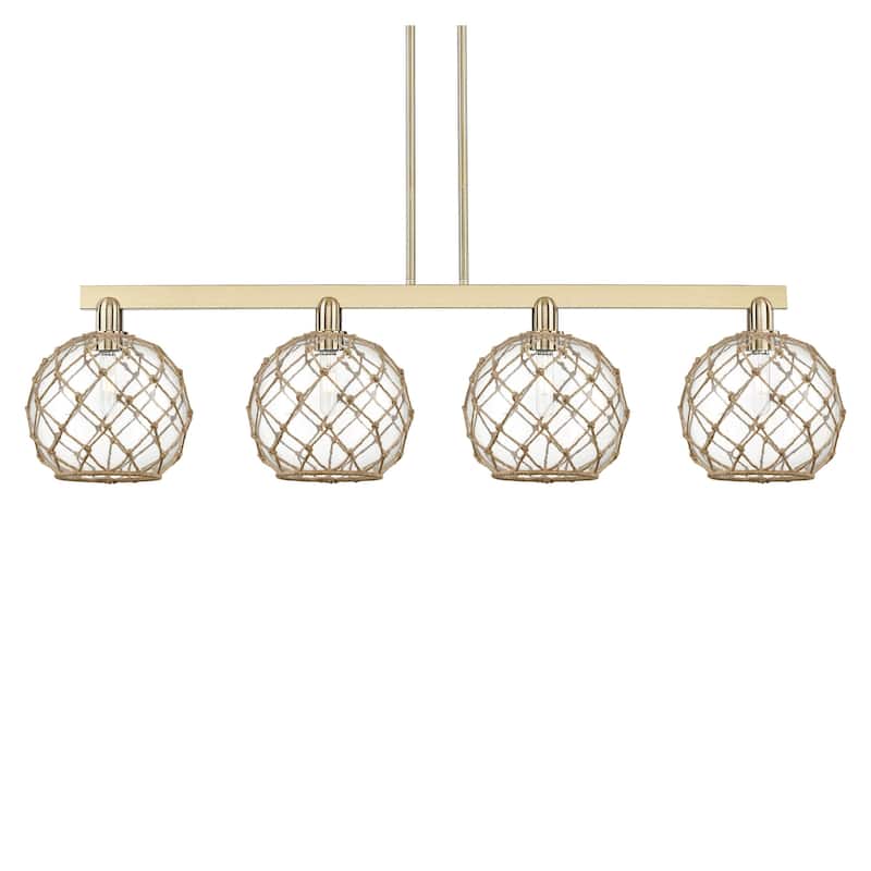 Innovations Lighting 716-4I-13-53 Farmhouse Rope Linear Farmhouse Rope - Champagne Bronze / Clear with Brown Rope