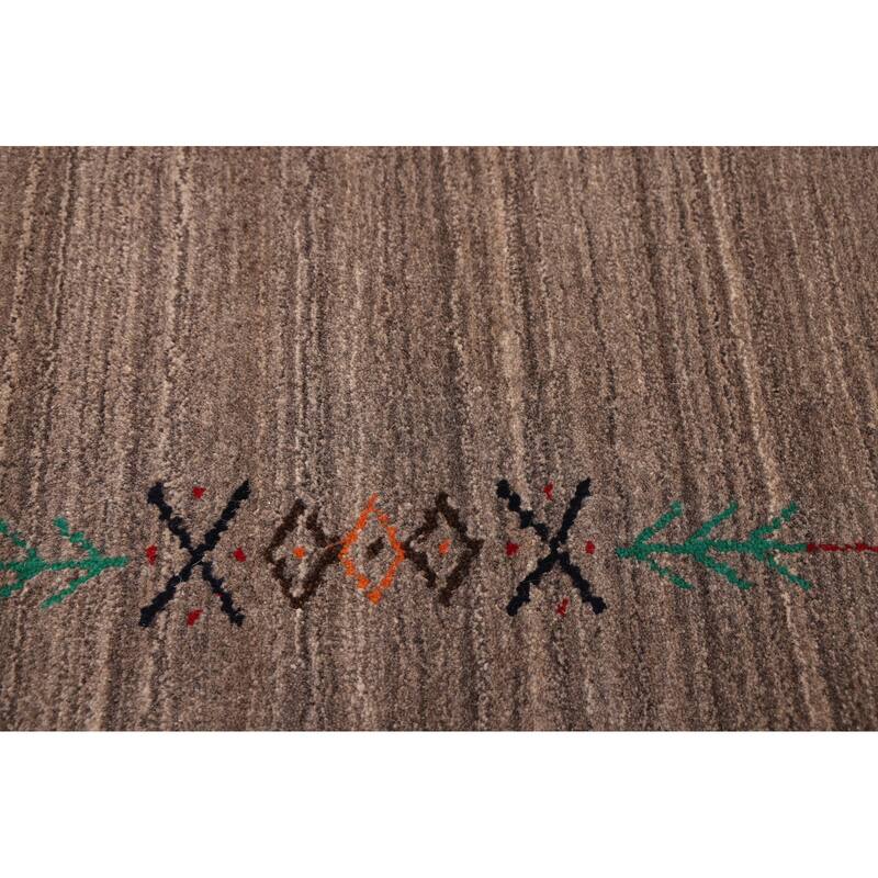 ECARPETGALLERY Hand Loomed Kashkuli Gabbeh Taupe Wool Rug - 7'10 x 9'9