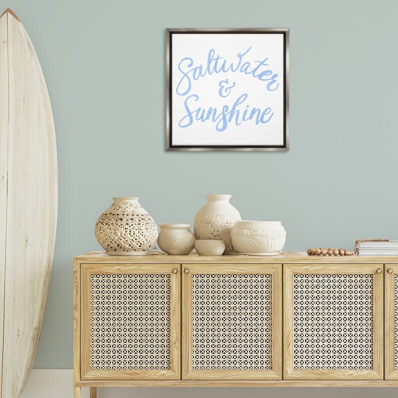 Stupell Minimal Saltwater & Sunshine Framed Floater Canvas Wall Art Design By SunDance Group