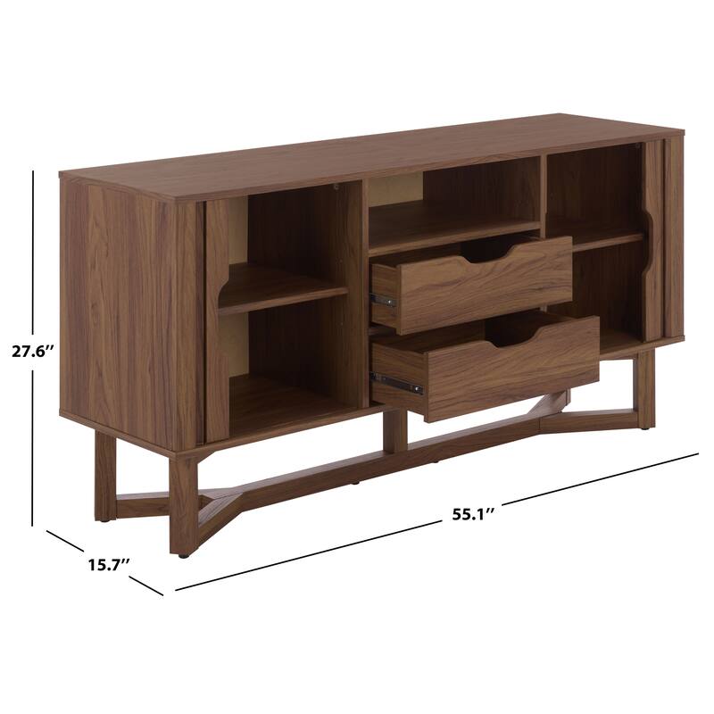 SAFAVIEH Home Ilyum 2-Drawer Tambour Doors Sideboard/TV Stand - 55"W x 16"D x 28"H