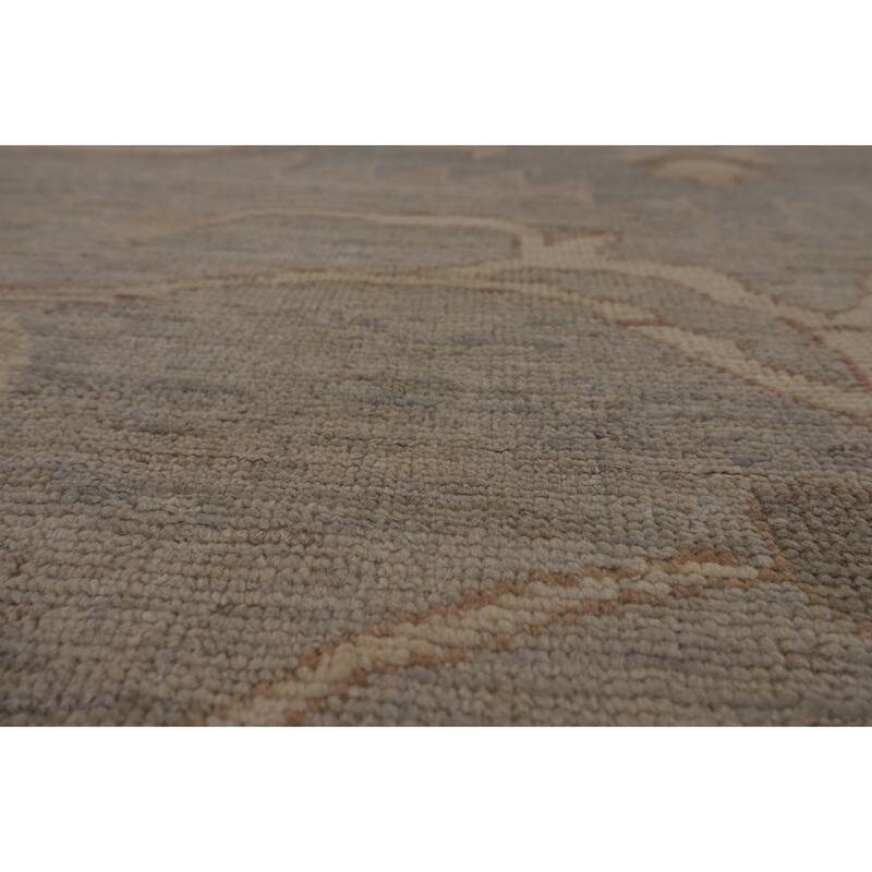 Vegetable Dye Floral Oushak Turkish Rug Handmade Wool Carpet - 9'10"x 14'3"