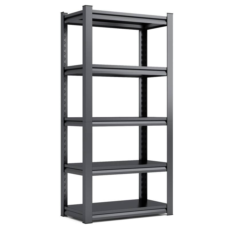 5-Tier Adjustable Heavy Duty Metal Storage Shelves, Black, 72"H
