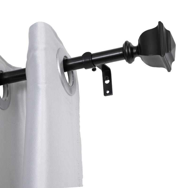 UTOPIA ALLEY Wall Mounted 3/4 Inch Curtain Rod, Single Decorative Drapery Rod, Adjustable Curtain rods for Windows - 28-48 - Black