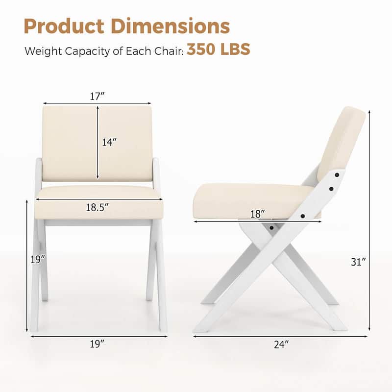 Costway Wooden Dining Chairs of 2/4 with Rubber Wood Frame Padded