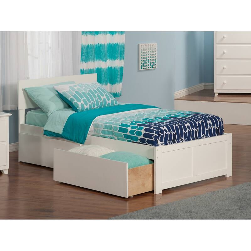 Platform Bed - Storage Drawers & Flat Panel Footboard - Modern Bedroom Furniture
