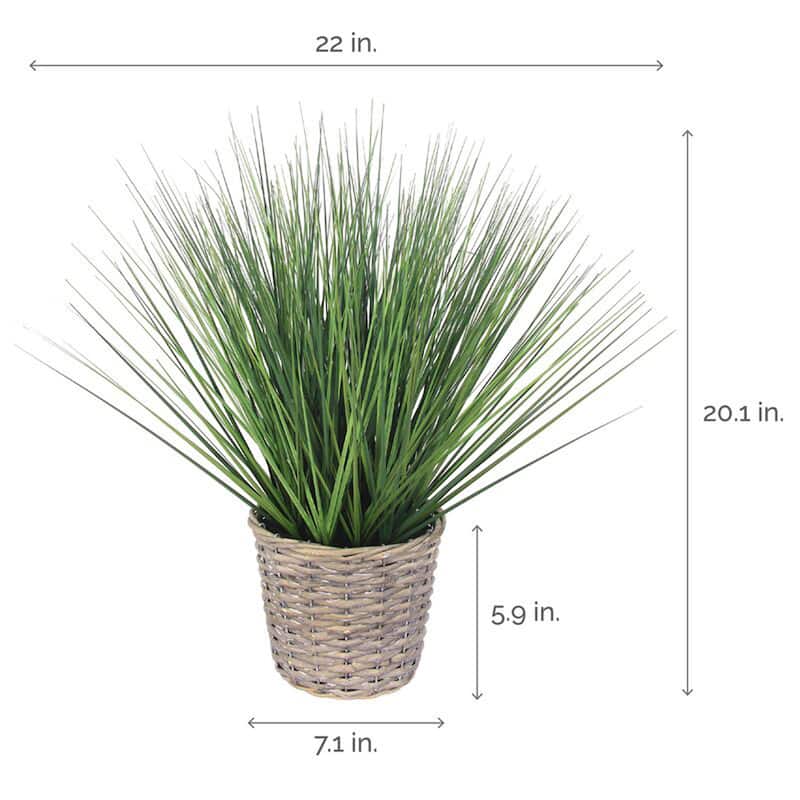 Elements Artificial Grass Plant in a Gray Basket, 20 Inch - N/A