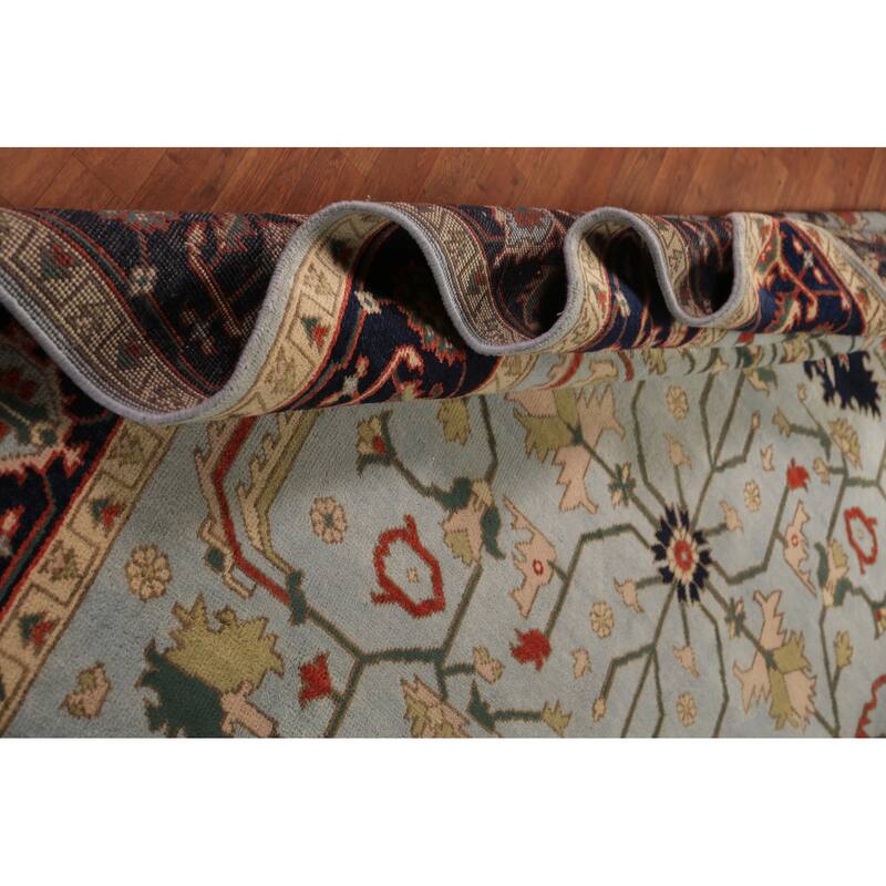 Light Blue Oushak Indian Area Rug Handmade Wool Carpet - 9'0"x 11'8"