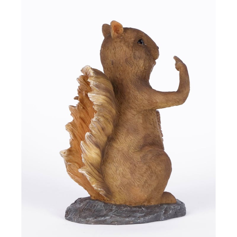 9.25" Squirrel Holding Go Away Sign Outdoor Garden Statue