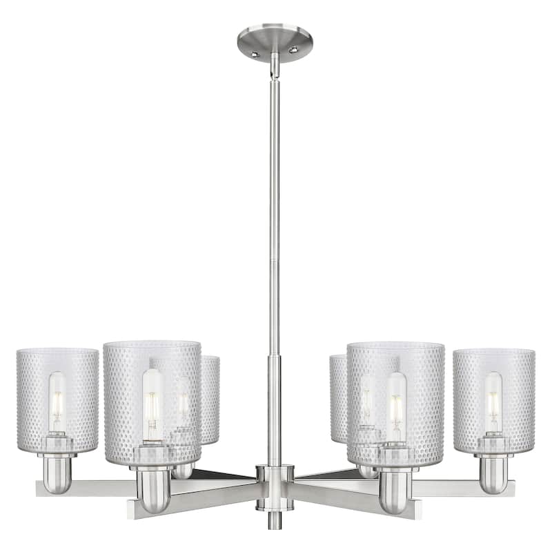 Innovations Lighting Endless Possibilities Arcadia - Cobbleskill - 6 Light 35" Stem Hung Chandelier - Clear/Satin Nickel