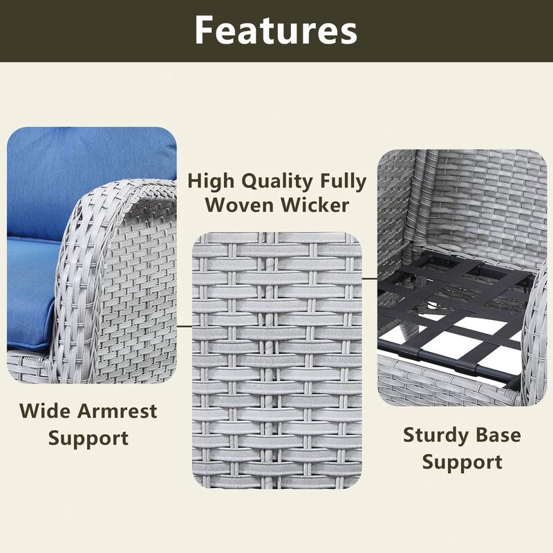 Pocassy Outdoor Wicker Glider Swivel Club Chairs (Set of 2)
