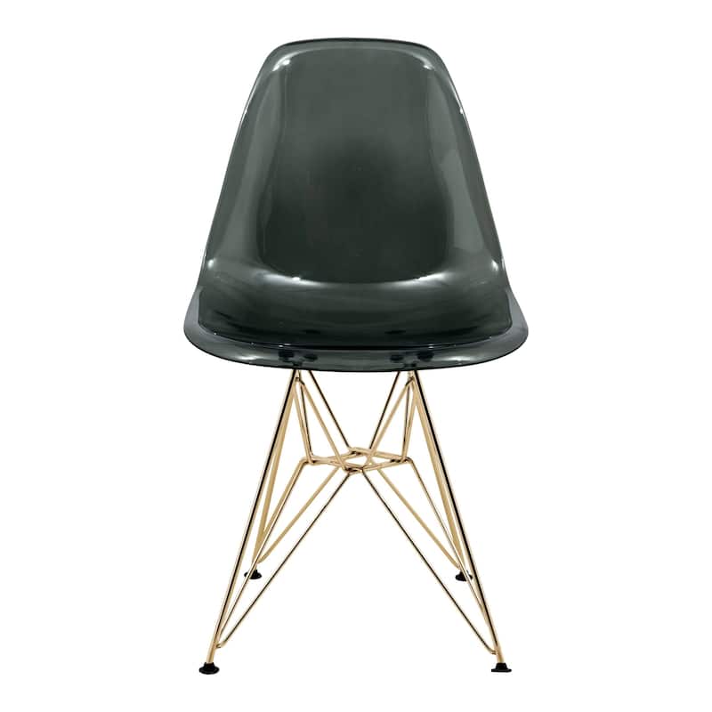 Crescro Set of 4 Acrylic Dining Banquet Side Chair in Gold Stainless Steel Frame for Indoor Outdoor Home Office & Kitchen