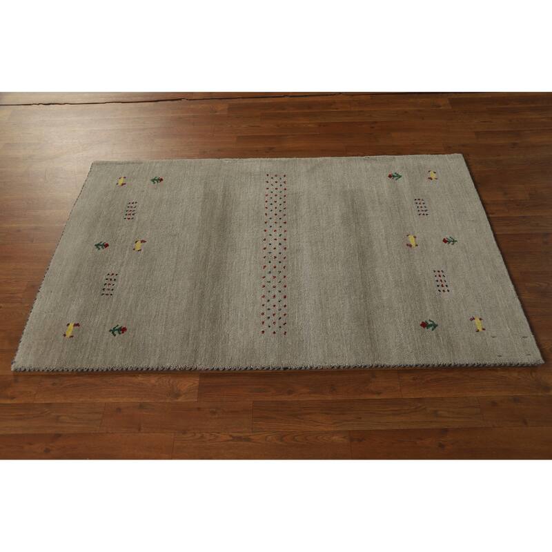 Hand Knotted Oriental 100% Wool Carpet Tribal Tribal Green Gabbeh Area Rug - 5' 0'' X 3' 0''