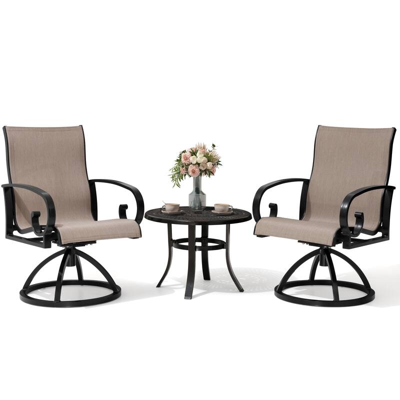 Pellebant Outdoor Aluminum Patio Swivel Dining Chairs Sunbrella