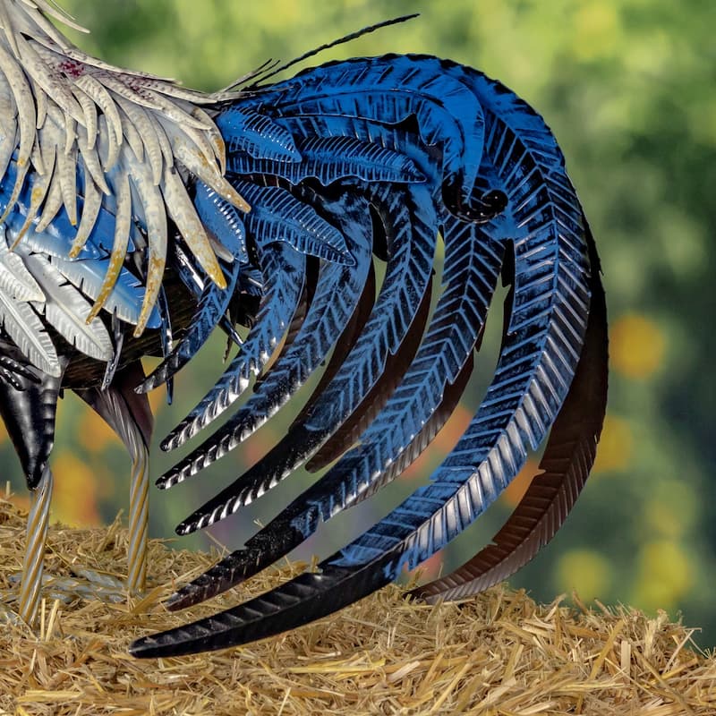 28" Tall Painted Iron Rooster Decoration "Brooks"