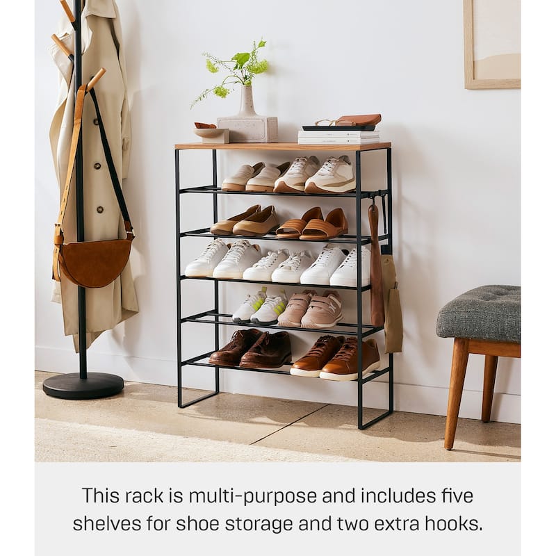 Yamazaki Home Six-Tier Shoe Rack, Steel, Holds 18 to 21 shoes, Holds 39.6 lbs - L 9.84 x W 25.98 x H 34.25 inches