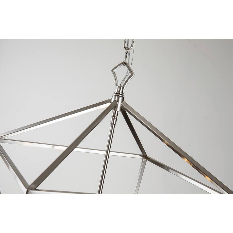 Brushed Nickel 4-Light Lantern Pendant 16 in with Sleeve - Brushed Nickel