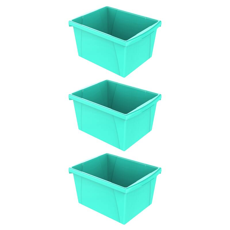 Storex 4 Gallon Storage Bin, Teal, Pack of 3