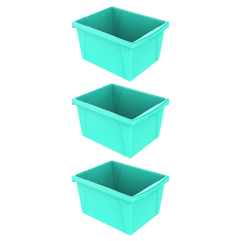 Storex 4 Gallon Storage Bin, Teal, Pack of 3