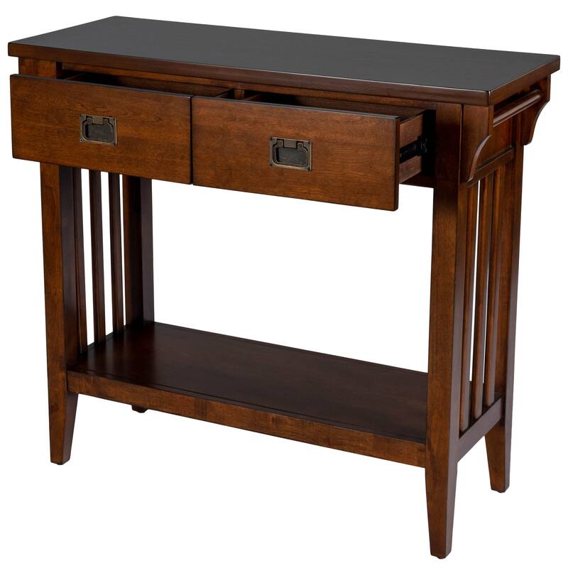Larina 36 in. W Rectangular Wood 2-Drawer Console Table with Lower Open Shelf