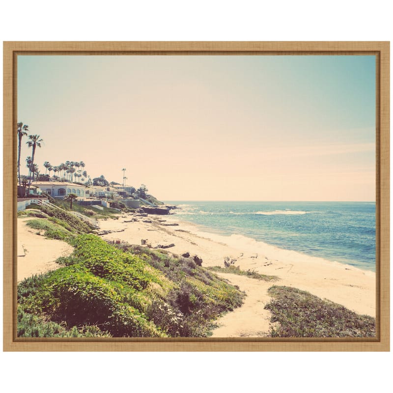 Kate and Laurel Sylvie Vintage Coastal Seaside Beach Framed Canvas by Saint and Sailor Studios