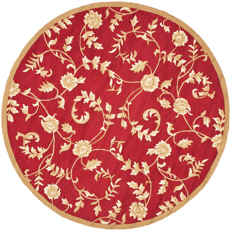 SAFAVIEH Handmade Easy Care Evette Oriental Trellis Rug - 8' Round - Red/Gold - Round