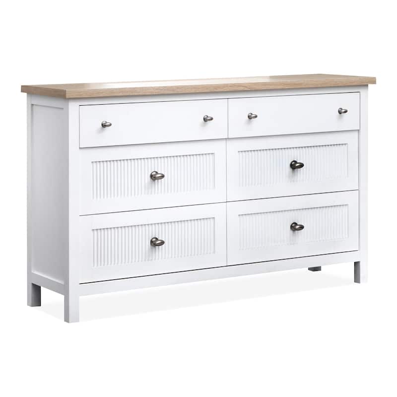 Salt Life Home Windmill Harbour White Whisp And Sand Double Drawer Dresser - 6-drawer