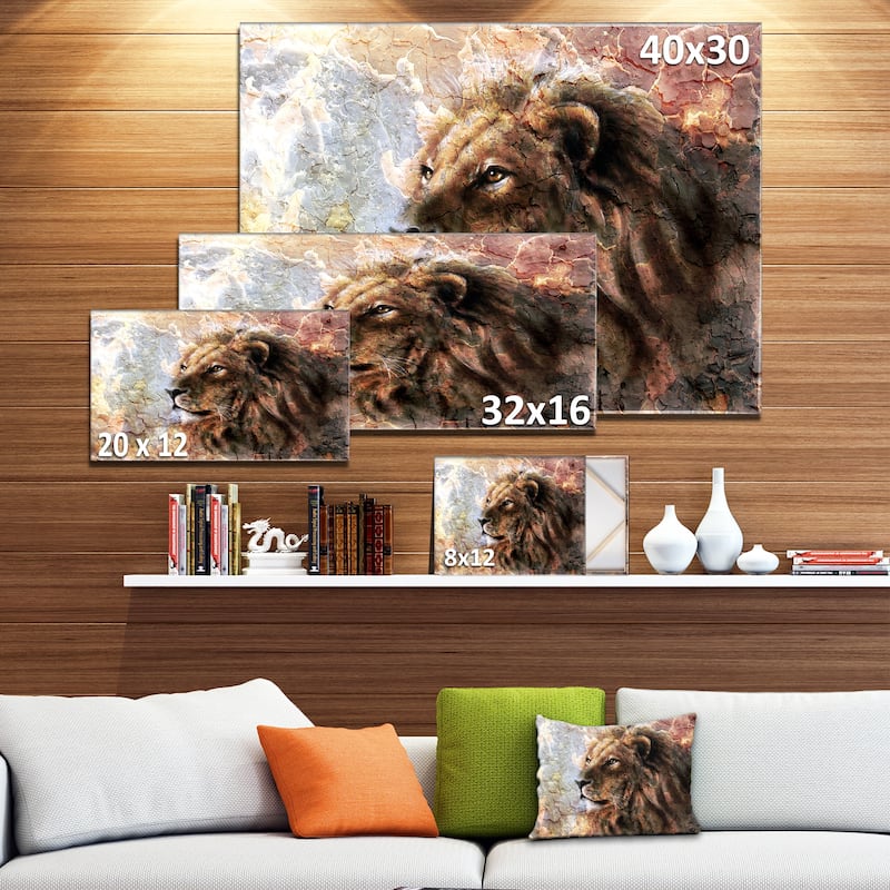 Designart "Peaceful Lion" Animal Art On Canvas