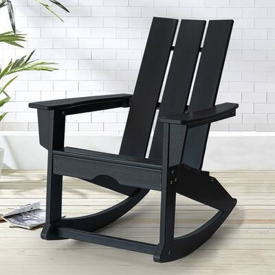 Modern Outdoor Rocking Adirondack Chair, HDPE All Weather Adirondack Rocker for Poolside, Lawn, Garden