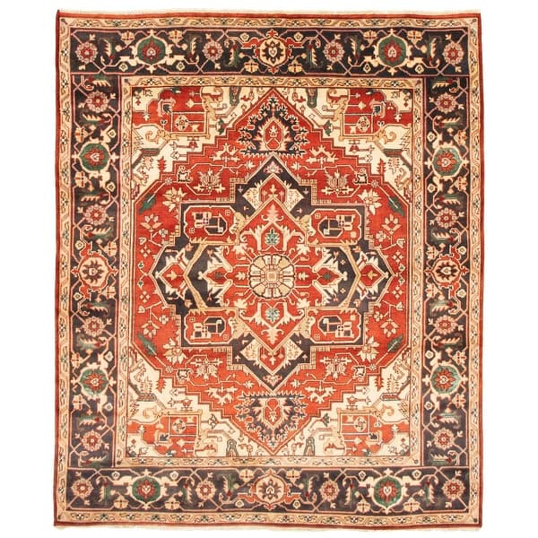 361657 Serapi Heritage Bordered Ivory Rug 8'0 x 9'10 Bedroom Hand-Knotted Wool Rug eCarpet Gallery Large Area Rug for Living Room 361657 Serapi Heritage Bordered Ivory Rug 8'0 x 9'10 Bedroom Hand-Knotted Wool Rug eCarpet Gallery Large Area Rug for Living Room