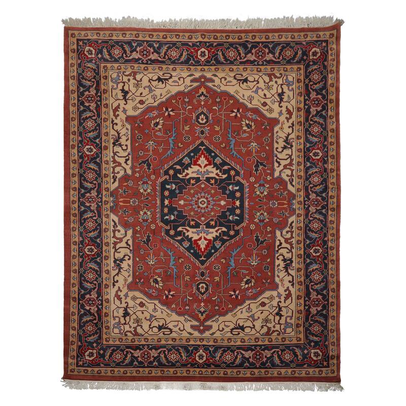 9x12 Hand Knotted Wool Salmon Heriz Plush Pile Pande Cameron Rug - 9' x 12' - 9'  x 12'