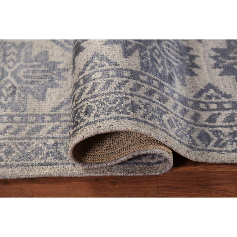 Modern Geometric Moroccan Indian Area Rug Hand-Knotted Wool Carpet - 4'11" x 7'11"