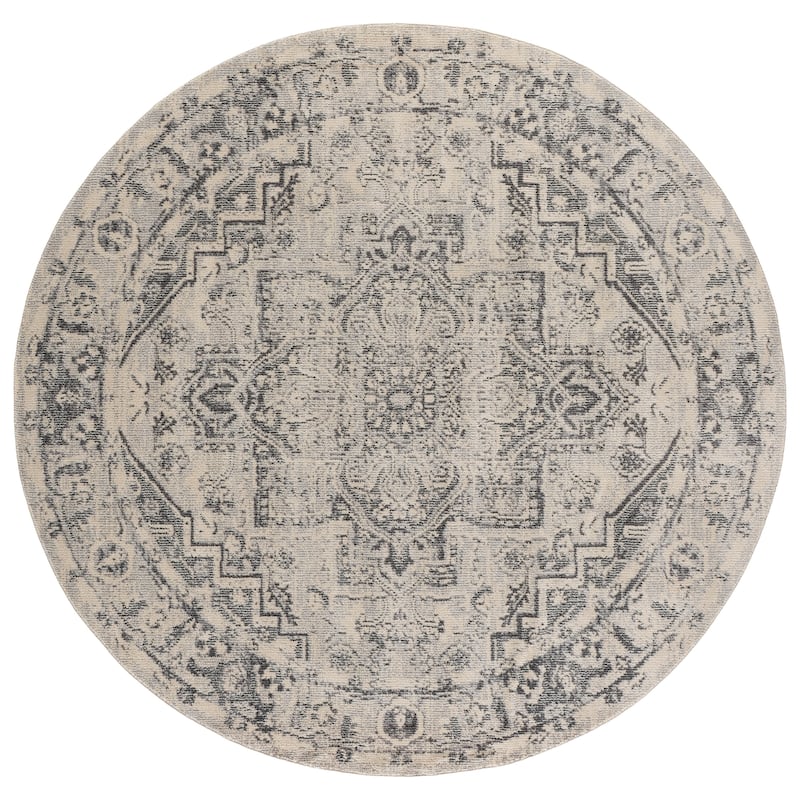 SAFAVIEH Madison Roline Medallion Rug - 6'7" Round - Ivory/Grey