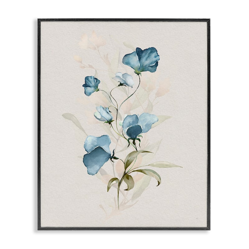 Stupell Blue Herb & Blossom Framed Giclee Art Design By Susan Jill - 24 x 30 - Black
