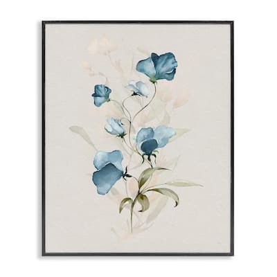 Stupell Blue Herb & Blossom Framed Giclee Art Design By Susan Jill