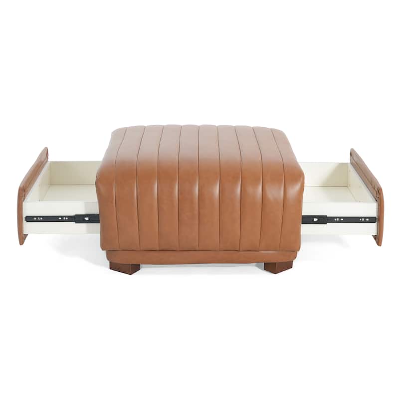 Christopher Knight Home - Zaka Faux Leather Channel Tufted Ottoman