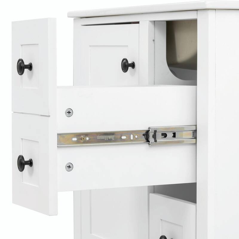 24" Bathroom Vanity with Ceramic Sink, Soft-Close Drawers, Soft-Close Door & Door-Mounted Shelf