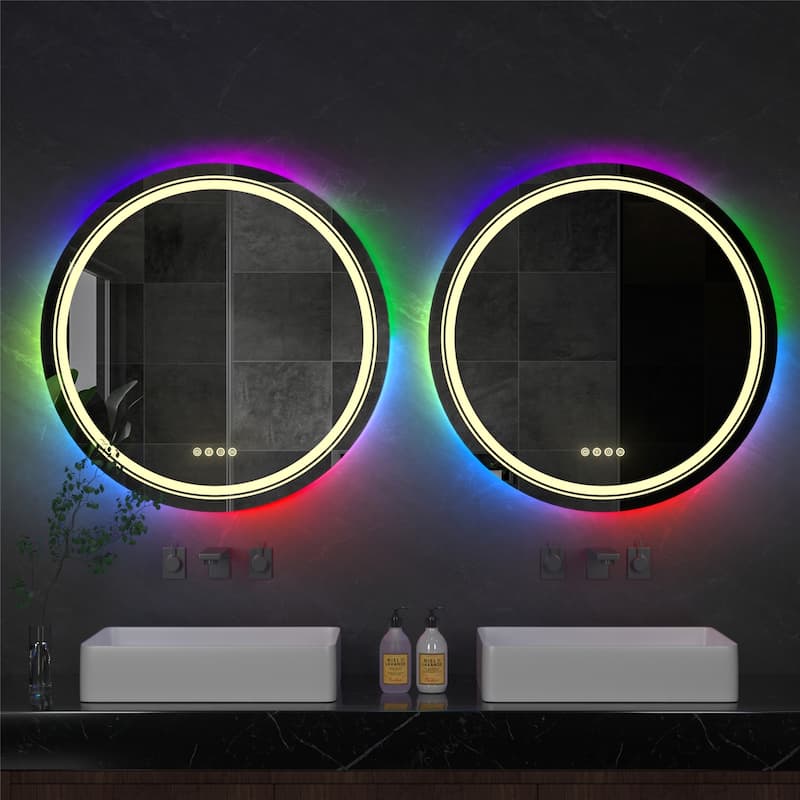Firm RGB Backlit Led Mirror Bathroom Vanity 3 Dimmable Lights Anti-fog