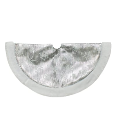 20-Inch Silver and White Metallic Snowflake Mini Christmas Tree Skirt