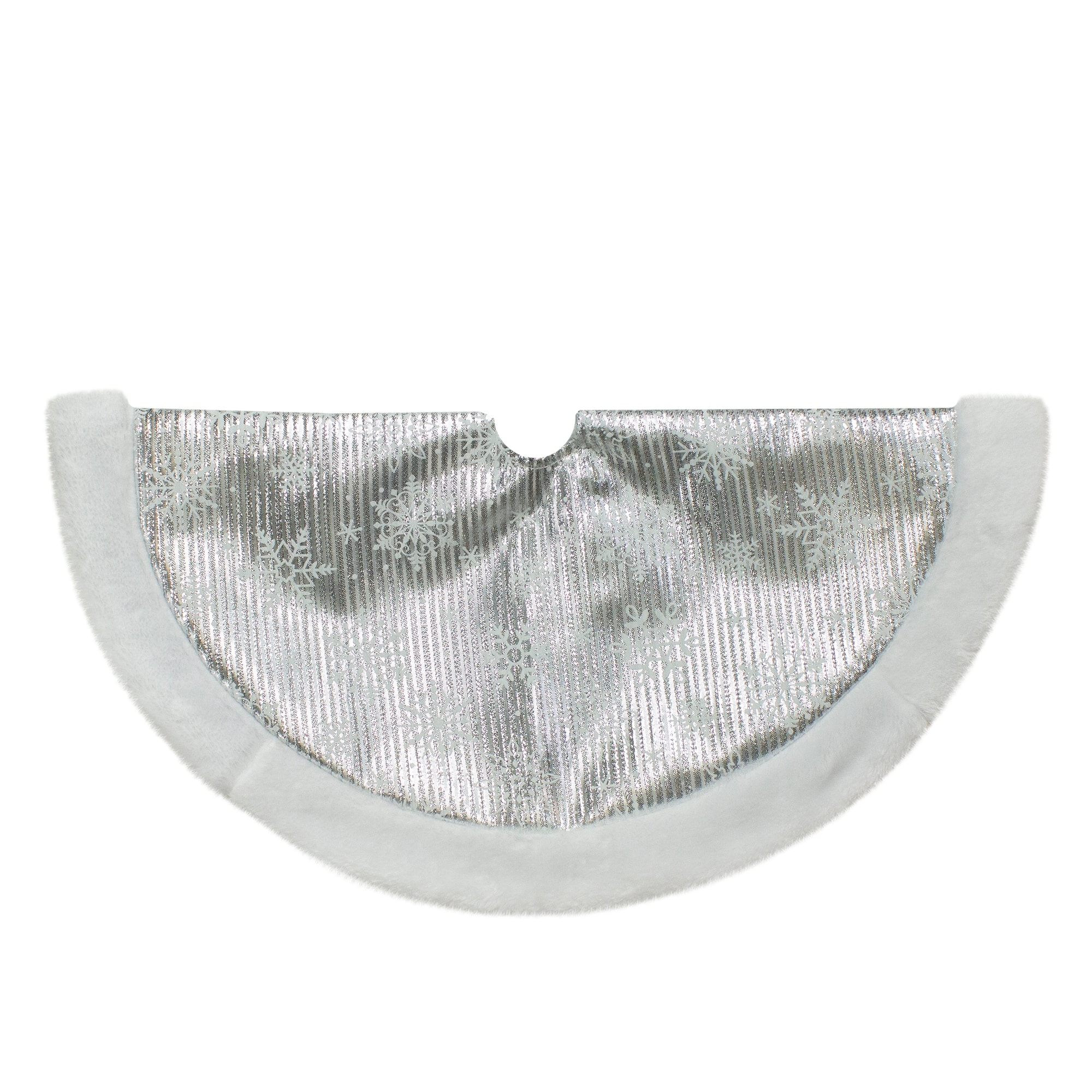 20-Inch Silver and White Metallic Snowflake Mini Christmas Tree Skirt