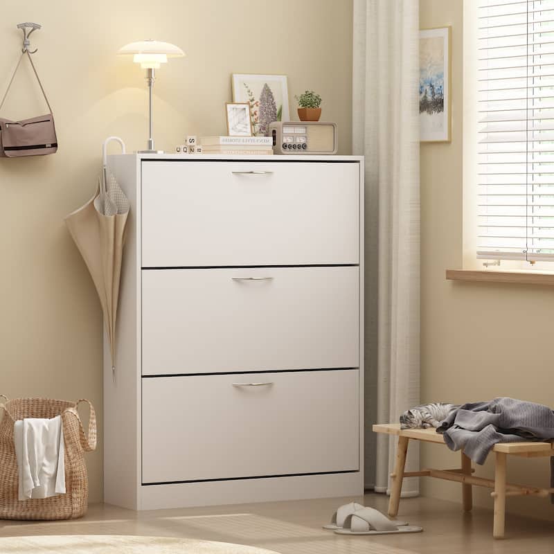 Home Modern 3 Drawer Shoe Cabinet 3-Tier Shoe Rack Storage Organizer