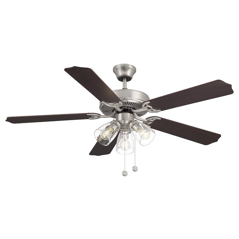 Trade Winds Levi 52" 3-Light Ceiling Fan in Brushed Nickel with Clear Bubble Glass