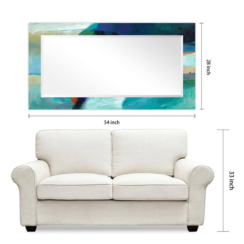 Empire Art "sky"Rectangular Reverse Printed Tempered Art Glass with Rectangular Beveled Mirror