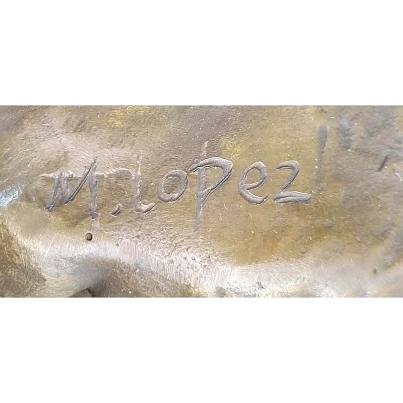 Signed Original Howling Imitative Wolf Bronze Sculpture Marble Base Statue Gift Decor Gift