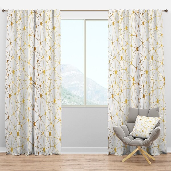 Designart 'Golden Grid I' Mid-Century Modern Blackout Curtain Panel ...