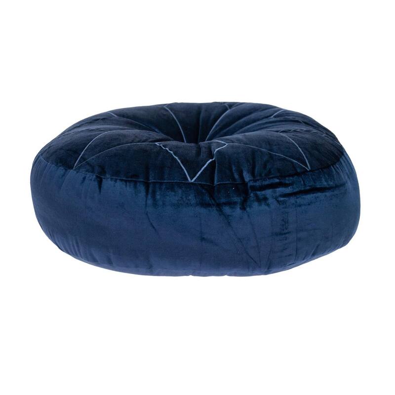 Parkland Collection Dorte Transitional Round Navy Floor Pillow Bed