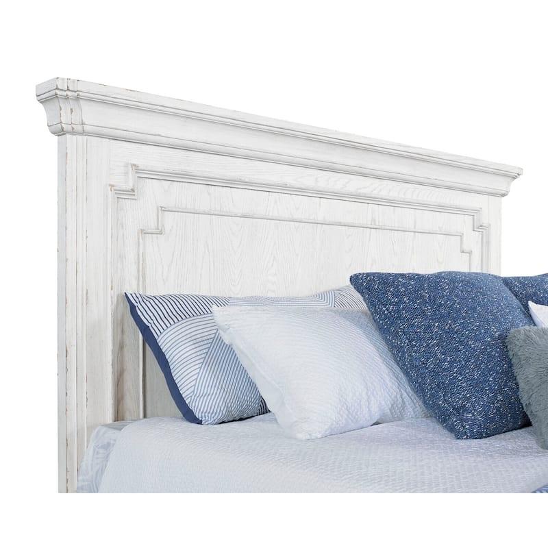 Panel Bed - California King - White Mist Finish - American Poplar & White Oak