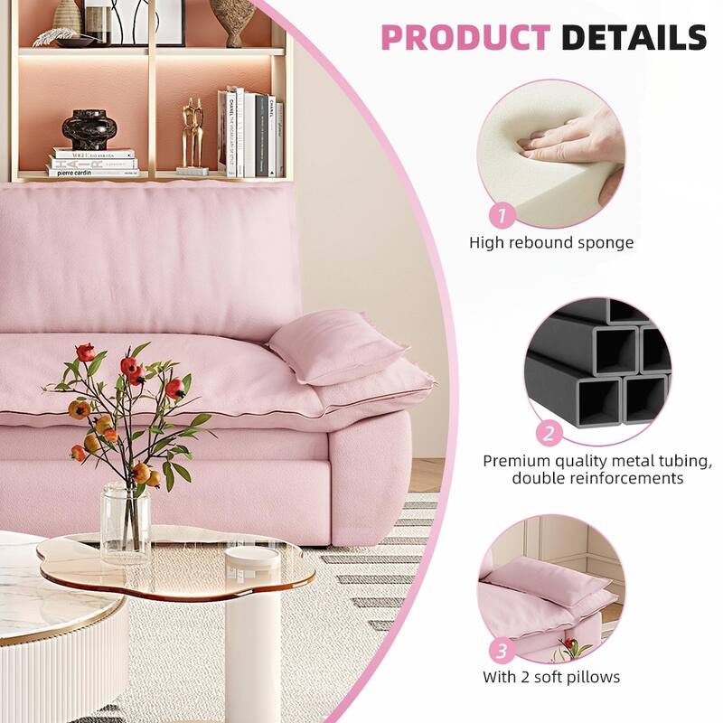 Convertible Sleeper Sofa Multi-Functional Velvet Loveseat Bed