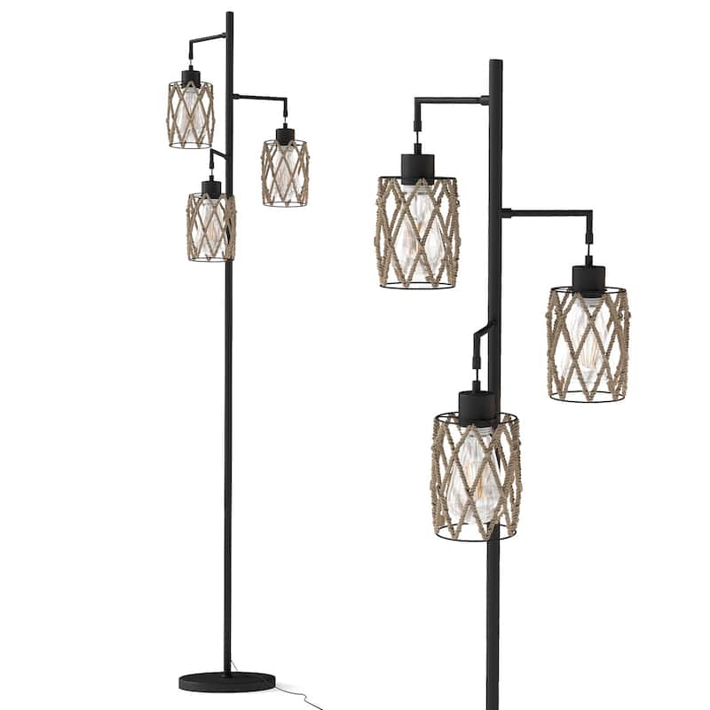 67'' Tree-Shaped Floor Lamp with 3 Lights - Foot Switch Included & Easy Assembly